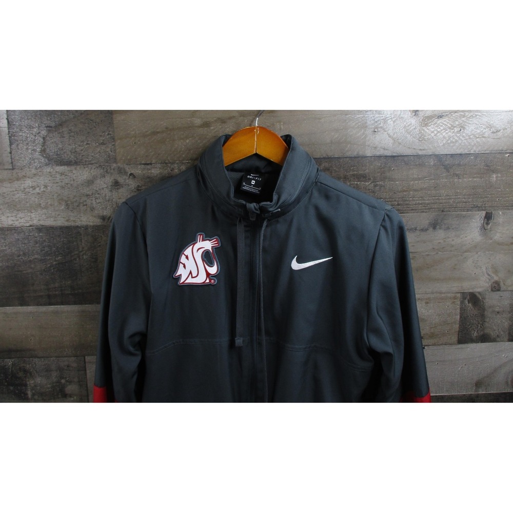 Washington State Cougars Jacket Mens Medium Gray Nike Dri Fit NCAA Hooded